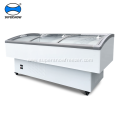 Curved glass supermarket refrigerated display freezer